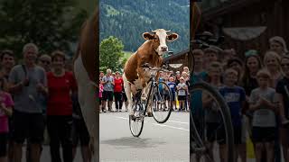 Watch These Cows Cycle Like Pros! 😂🐮 #AnimalAntics #Dribbling #Shorts