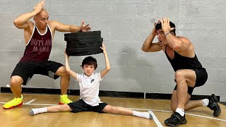 9 Year Old Kid Extreme Workout with Bodybuilders
