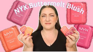 NEW! NYX Buttermelt Blush 4 Shade Try-on + Wear Test \u0026 GIVEAWAY!!