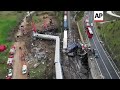 drone video of greece train collision wreckage