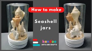 Easy home decor ideas with shells.  Seashell jar ideas