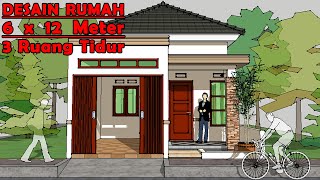 Home Design | Desain Rumah 6 x 12 Meter | 3 Ruang Tidur Dan Mushalla