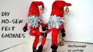 DIY: NO-SEW FELT GNOMES, how to make cute elf figures, Christmas Decorations