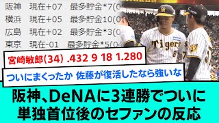 【最強】阪神、DeNAに3連勝でついに単独首位後のセファンの反応【阪神タイガース/プロ野球/なんJ反応まとめ・ 2chスレ・5chスレまとめ/VOICEVOX/2023年5月14日】