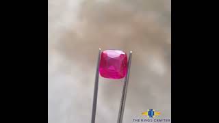 Synthetic Ruby Gemstone with GIT Lab Certificate + EDXRF Report , Square Cushion Ruby 6.60 Carats