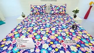 Ezmall | Pack of 3 Floral Bed Sheets + 6 Pillow Covers