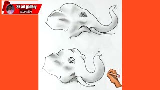 how to draw elephant face step by step|elephant face side view|elephant drawing|2022