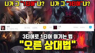 1티어 오른 상대법  세트vs오른