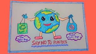 Say No To Plastic Drawing | Plastic Mukt Bharat Drawing | Stop Plastic Bags Pollution Poster Making