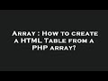 Array : How to create a HTML Table from a PHP array?
