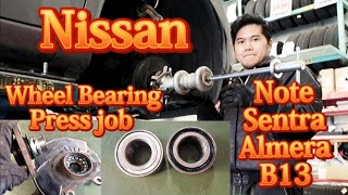 NISSAN NOTE HYBRID, SENTRA, ALMERA, B13 WHEEL BEARING REPLACEMENT AND PRESS JOB.