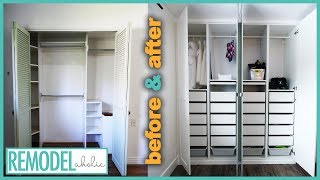 Bedroom Closet Organization Transformation With IKEA PAX Closet System #diy #ikea #closetgoals
