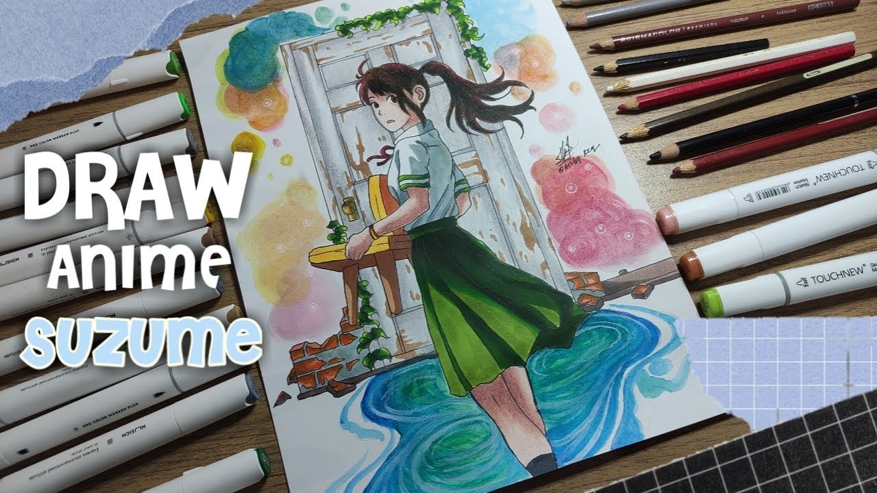 Drawing Anime - Suzume Iwato (Suzume No Tojimari) | Drawing - Suzume No ...