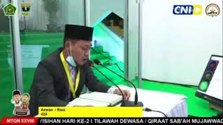 Penampilan Ustadz Azwan Yusuf S.Sos di ajang MTQ Nasional di provinsi Sumatera Barat tahun 2020