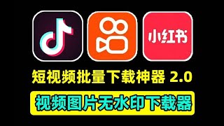 亲测可用，抖音视频批量下载神器，支持抖音、快手、小红书等多平台短视频、图片无水印下载工具