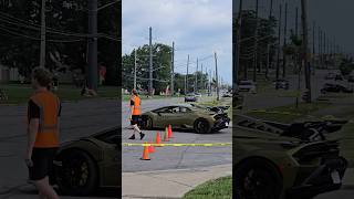 Lamborghini STO Almost Crashes Leaving Car Show #shorts #trending #lamborghini #carshow