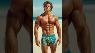 Oops, the pants are slipping down. Men's swimwear, Eye candy man, AI Model #malemodel #shorts