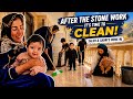 🏠 After the stonework was finished, everyone got to work cleaning the new house! ✨