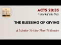 Verse Of The Day | Acts 20:35 | The Blessing Of Giving | October 08, 2024