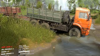 Spintires - C 6522 Truck + Trailer Struggling Off Road