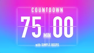 75 Minute Countdown Timer ๐ฆฉ Flip Clock with Beep Every 10 Seconds ๐ฉท๐