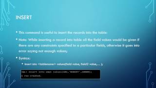 DML Insert command,SQL Basics Tutorial - 8