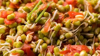Sprout salad recipe | moong beans sprout salad | oil free sprout salad in hindi