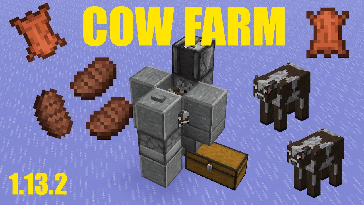 Minecraft Automatic Cow Farm Version 1 13 2 Youtube