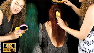 Merry Xmas Red \u0026 Green Double Hair Brushing ASMR! Two Models at Once!