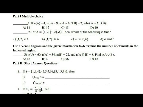 Math|Mid Exam On Set Theory|‎@remedialcourse |math Mid Exam For ...