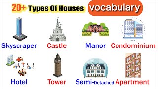 20+ Types of Houses : English vocabulary | Vocabulary with sentences | listen and practice