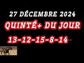 pmu quintÉ vendredi 27 dÉcembre 2024 À vincennes rÉunion 1 course 8 du jour