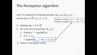 Lecture 8b: The Perceptron Algorithm