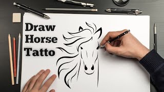 Draw Tribal Horse Tattoo Drawing 🔥||KACHO DRAWING||