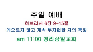 주일243/게으르지 않고 계속 부지런한 자의 특징/히6:9-15/241124 #청라삼일교회 #임형진목사