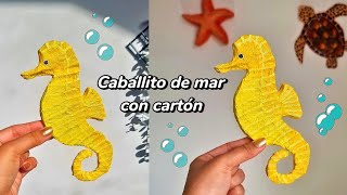 Como hacer un CABALLITO DE MAR🪸 con cartón y papel SÚPER RÁPIDO🐴🌊