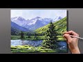 How to Paint Distant Mountain Landscape / Acrylic Painting