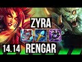 ZYRA vs RENGAR (JGL) | 40k DMG, Legendary, 10/4/16, Rank 14 Zyra | EUNE Grandmaster | 14.14