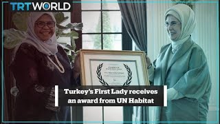 Turkey's first lady Emine Erdogan receives the Waste Wise Cities Global Champion award