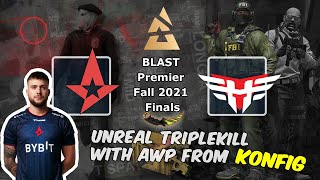 Unreal TripleKill with AWP from K0nfig on Nuke, Astralis vs Heroic, BLAST Premier Fall Final 2021