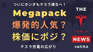 【テスラ株】Megapack爆発的人気？株価にポジ？ついにホンダもテスラ連合へ！テスラ充電の広がり。