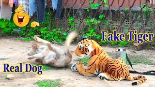 Omg!!! Fake Tiger Prank Dog Funny Video Try To Not Stop Laugh 2021