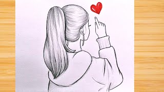 Cómo dibujar una chica Tumblr corazón coreano / Dibujo simple y hermoso a lápiz