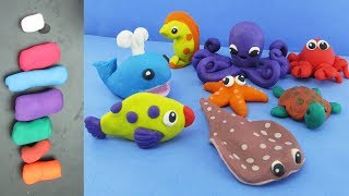 How To Make Clay Sea Animals + Learning The Names Of Sea Animals | Clay Modeling Projects 2