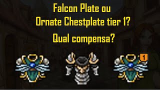 [Tibia] Comparando a Falcon Plate com a Ornate Chestplate Tier 1, e também Ornate Chestplate Tier 0