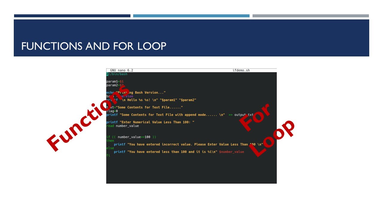 Writing Functions And For Loop Using Bash Scripting - YouTube