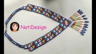 Collar Estilo Huichol en Mostacilla🥻👡Huichol Style Necklace in Seed Beads