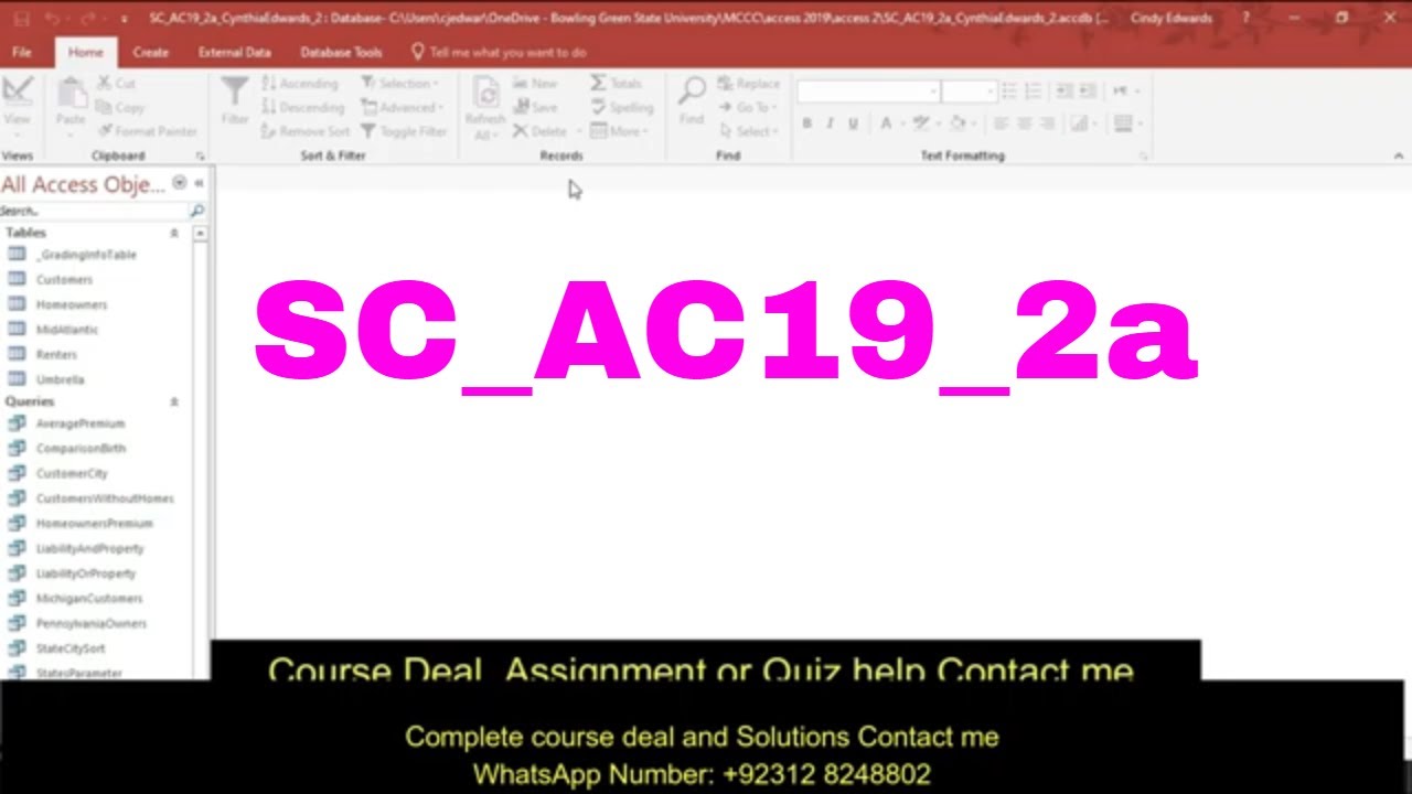 SC_AC19_2A | Access Module 2 SAM Project Tutorial 2021 | Access Module ...