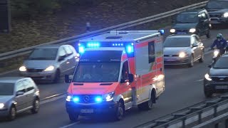 S-RTW 3 MHD Rheinbach mit Dauerpresslufthorn + Krad fährt durch Rettungsgasse in Bonn