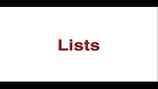 Unit 3: Lists